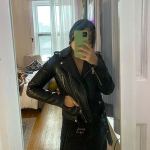 Zara leather jacket silver detail